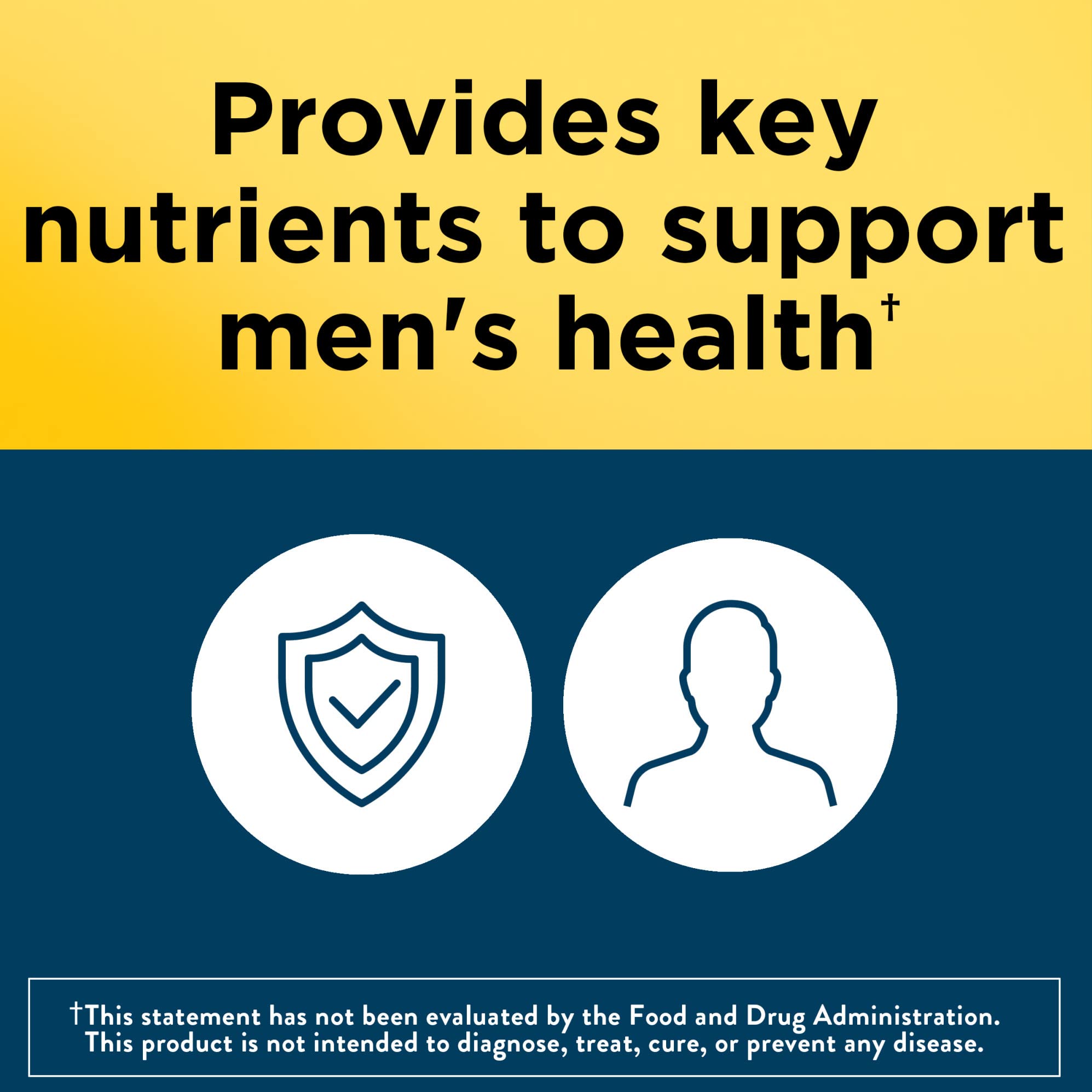 Nature Made Multi for Him Gummies packaging highlighting gluten-free formula and absence of artificial additives.