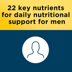 Nature Made multivitamin for him label emphasizes gluten-free and iron-free benefits.