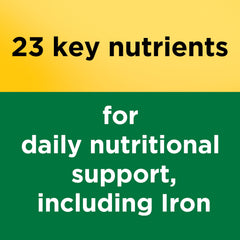 Nature Made multivitamin tablets with iron close-up showing tablets for daily use.