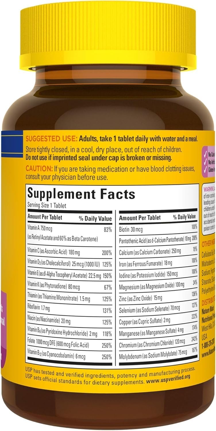 Nature Made Nm Essential Woman Multi side-view bottle emphasizing convenience