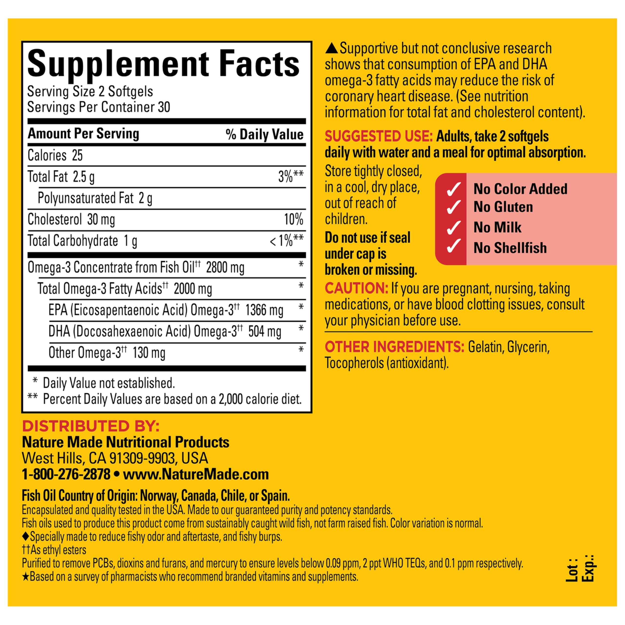 Nature Made omega-3 supports heart, brain, eyes, and mood.