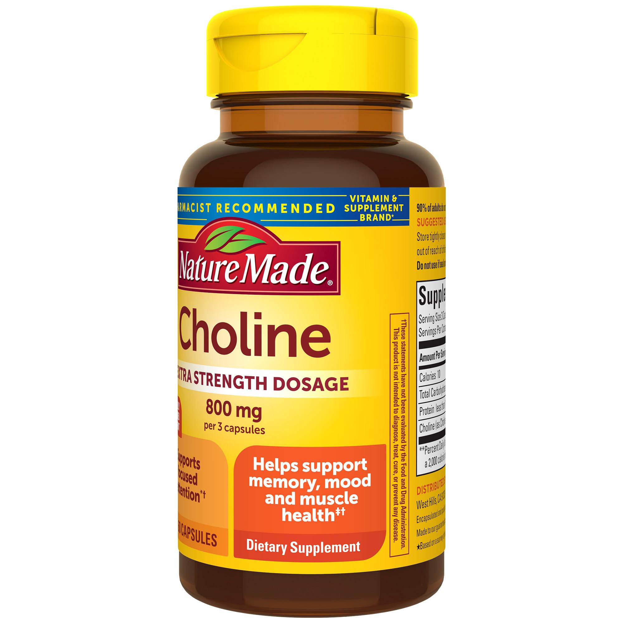 Portable Nature Made choline bottle for on-the-go use