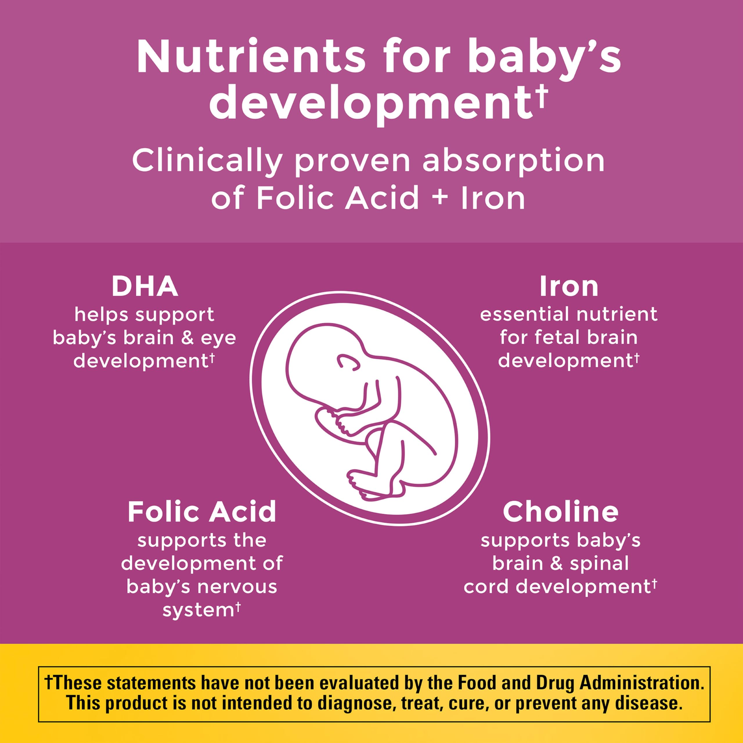 Nature Made Prenatal DHA Capsules Bottle: omega-3 support for brain and eye development.