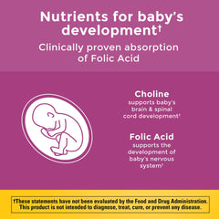 Close-up of Nature Made Prenatal Gummies showing DHA and Folic Acid content
