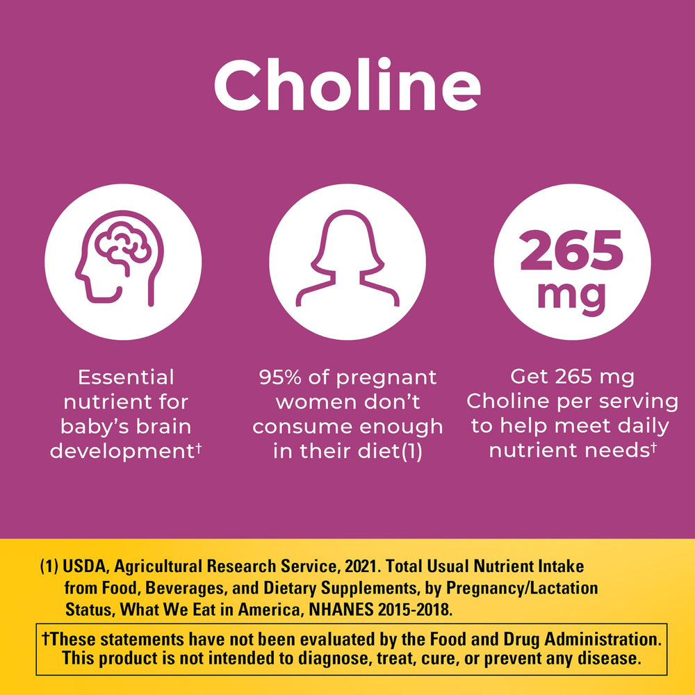 Nature Made Prenatal Packaging Front: clearly labeled gluten-free and dye-free prenatal vitamins.