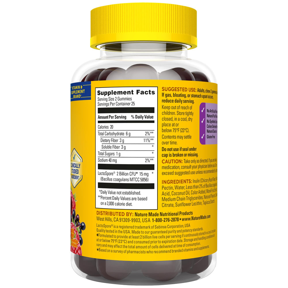 No refrigeration needed for Nature Made Probiotic + Prebiotic Fiber Gummies.