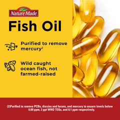 Purified Nature Made fish oil reduces contaminants for safer daily use.