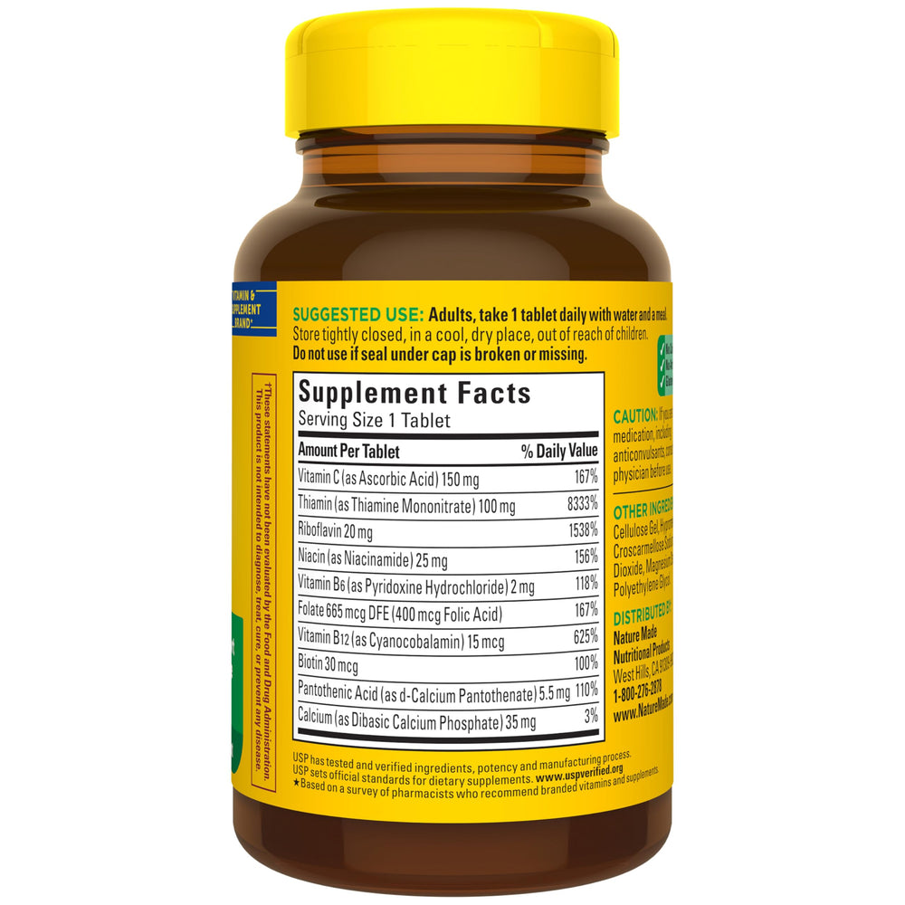 Nature Made Super B Complex package open on kitchen counter.