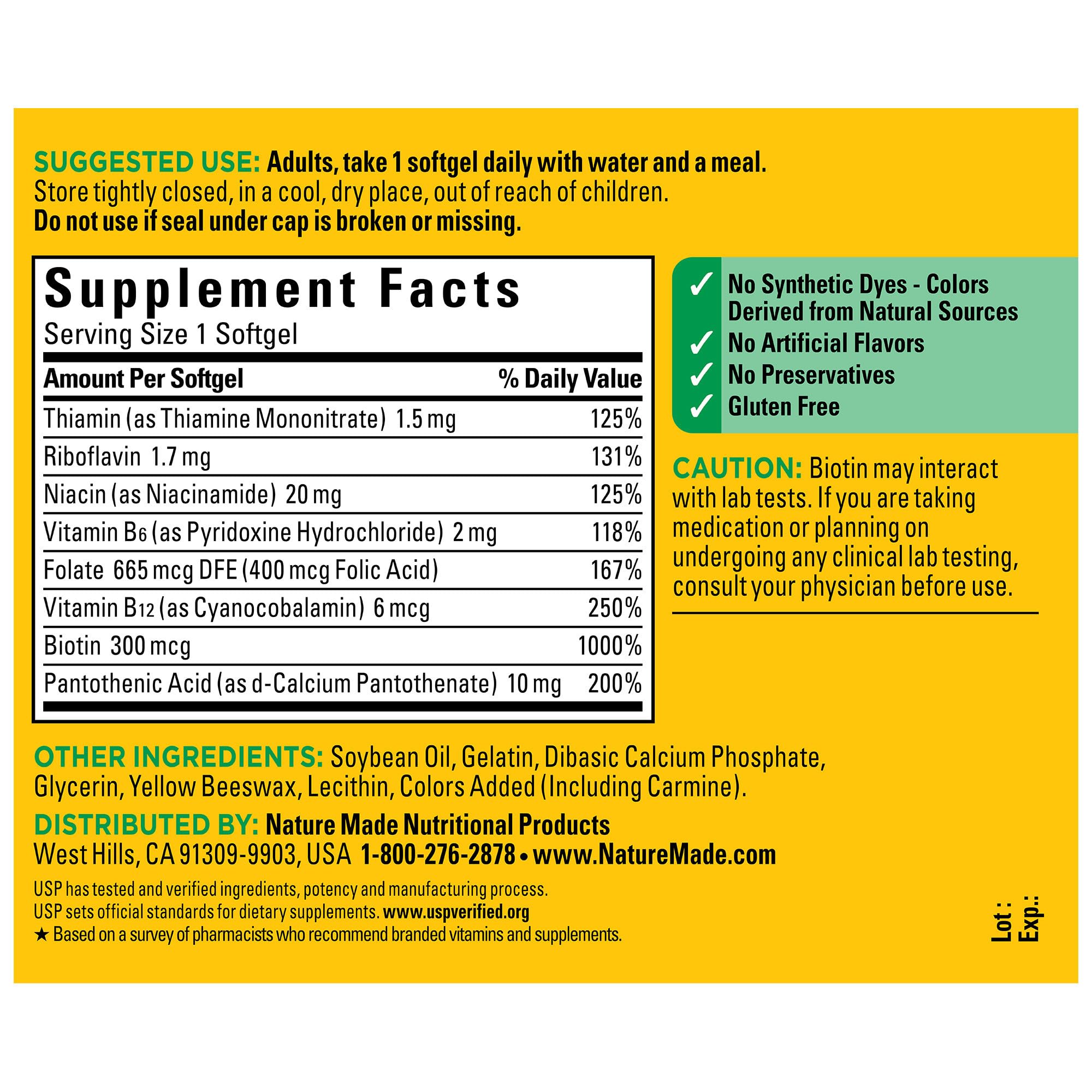 Nature Made Super B USP Verified seal indicating quality.