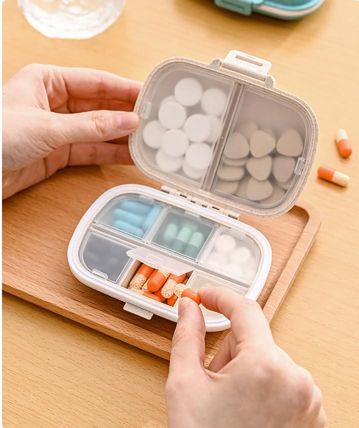 Nature Made Super C pill organizer with eight compartments keeping vitamins organized.