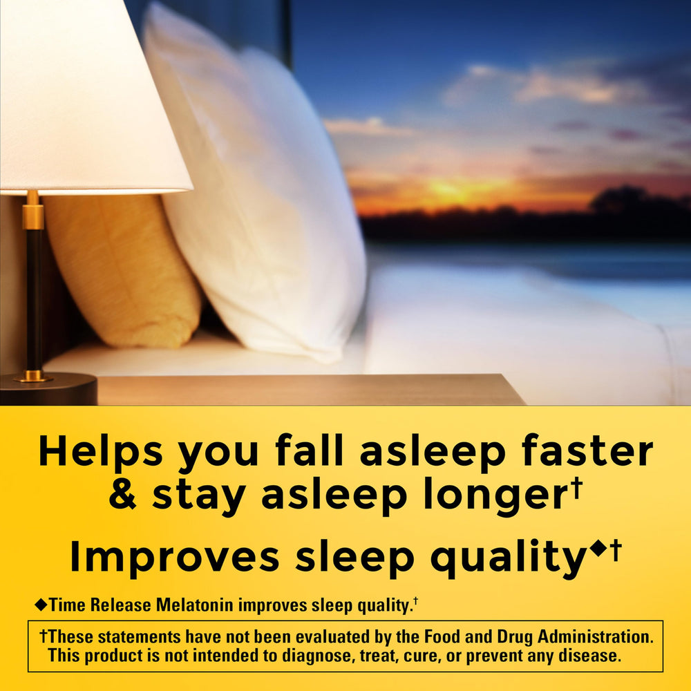 Nature Made Time Release Melatonin gummies close-up with cherry flavor for nightly support.