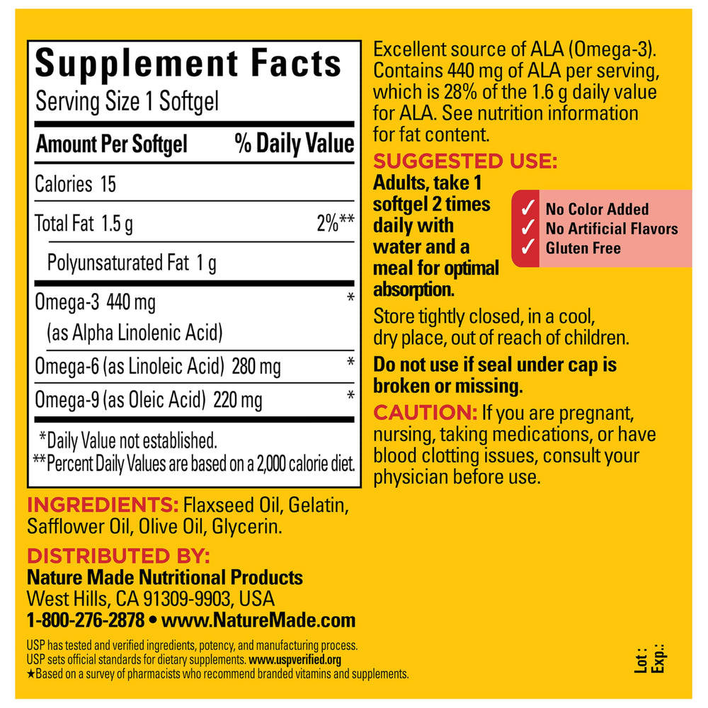 Nature Made Triple Omega 3-6-9 bottle emphasizing heart-health benefits