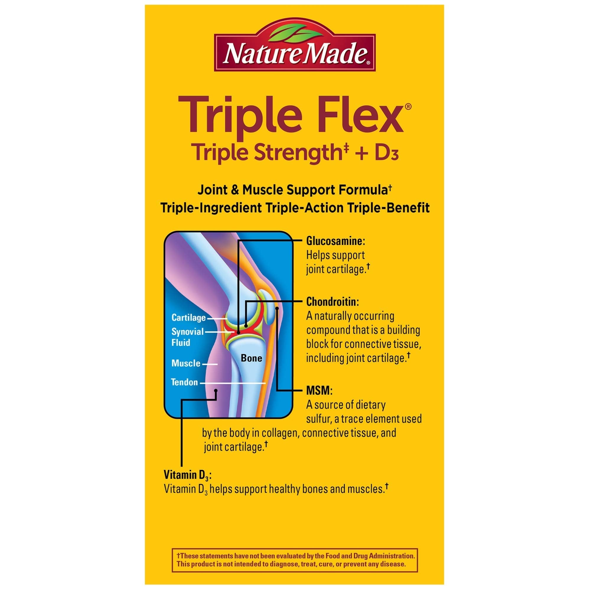 Nature Made TripleFlex ingredients list on the label