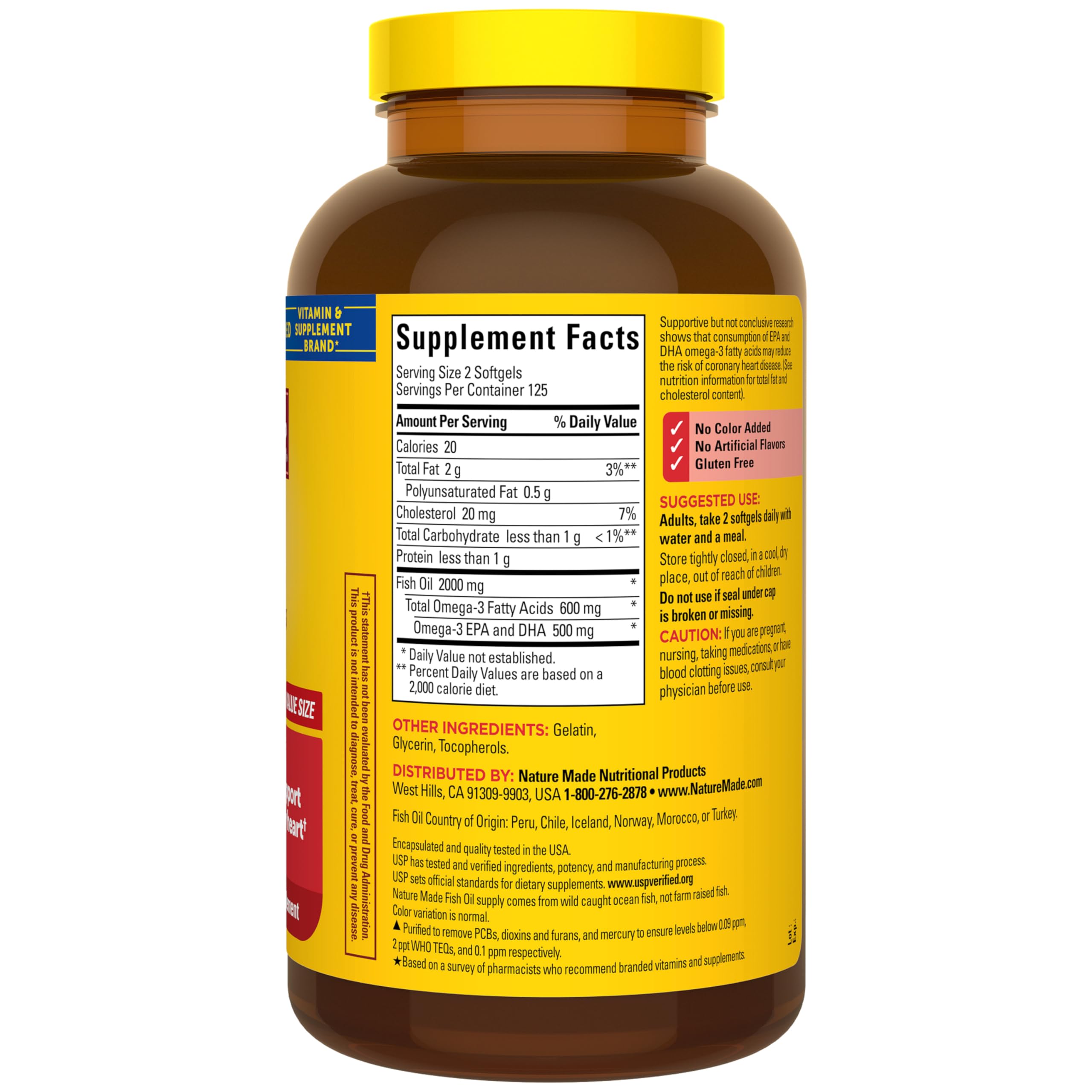 Two softgels serving size shows 600 mg omega-3 content