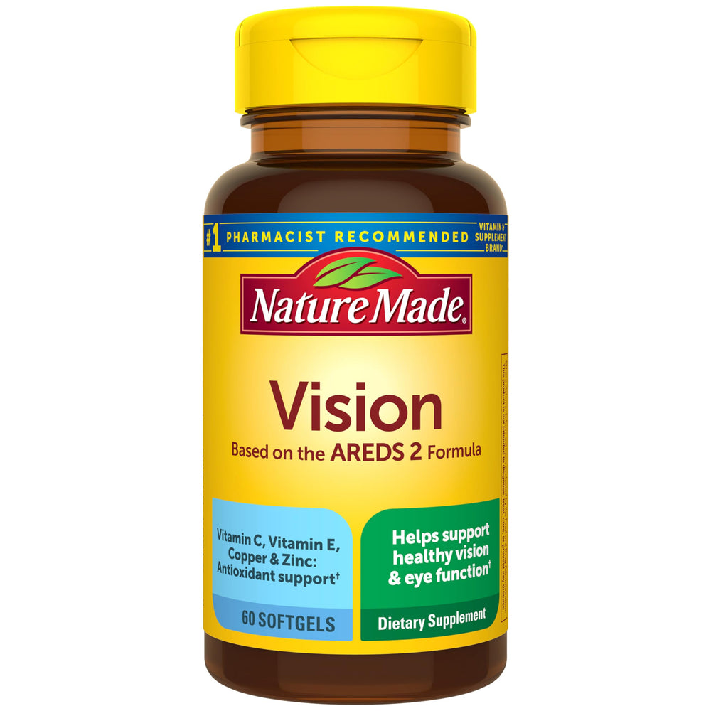 Nature Made Vision AREDS2 softgels bottle for daily eye health support