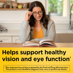 Nature Made Vision lutein and zeaxanthin softgels protecting eyes from blue light