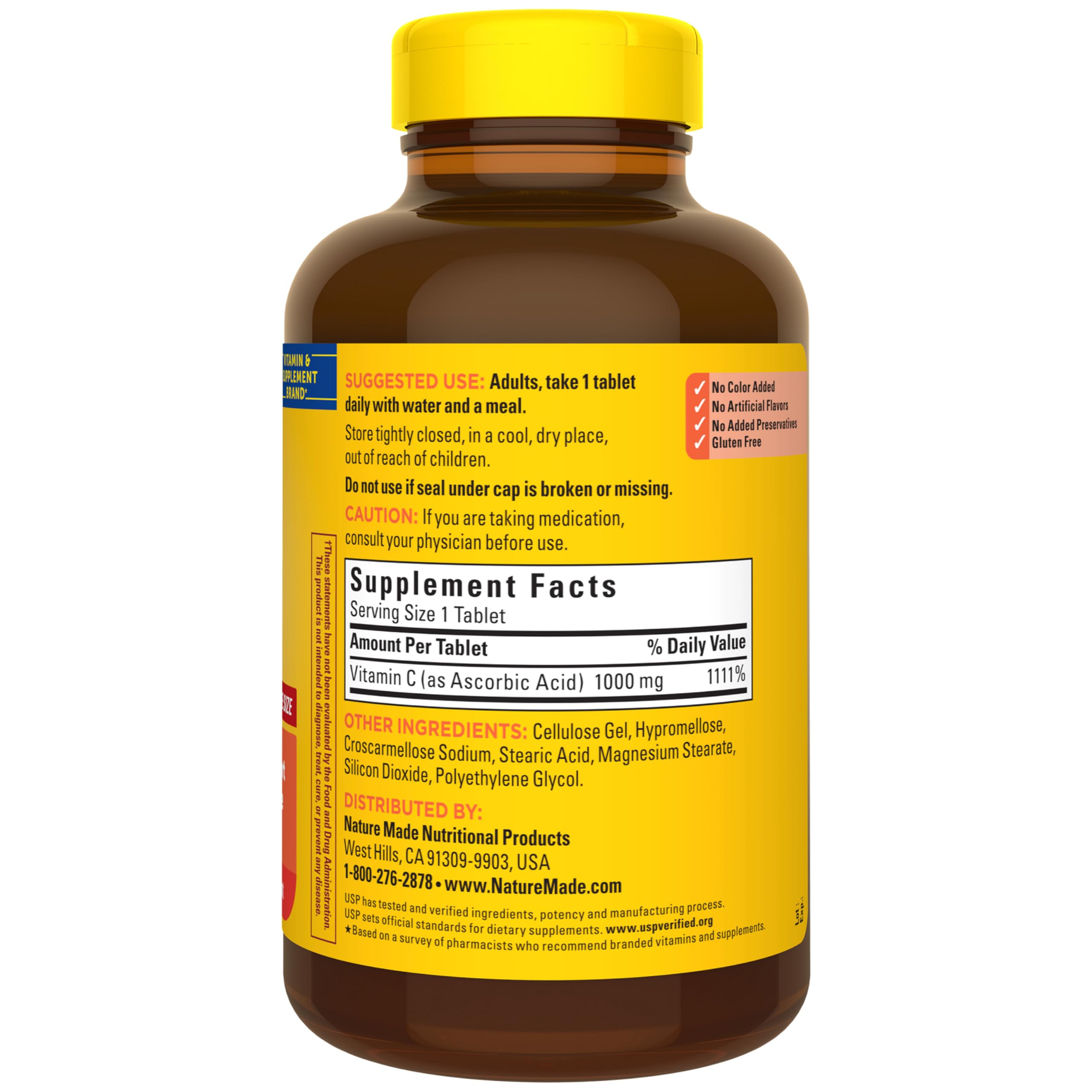 Nature Made Vitamin C 1000 mg bottle on shelf shows easy access