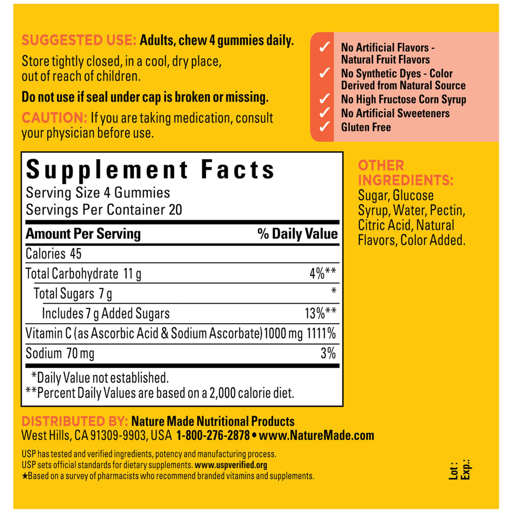 Nature Made Vitamin C bottle front highlighting 80-count supply.