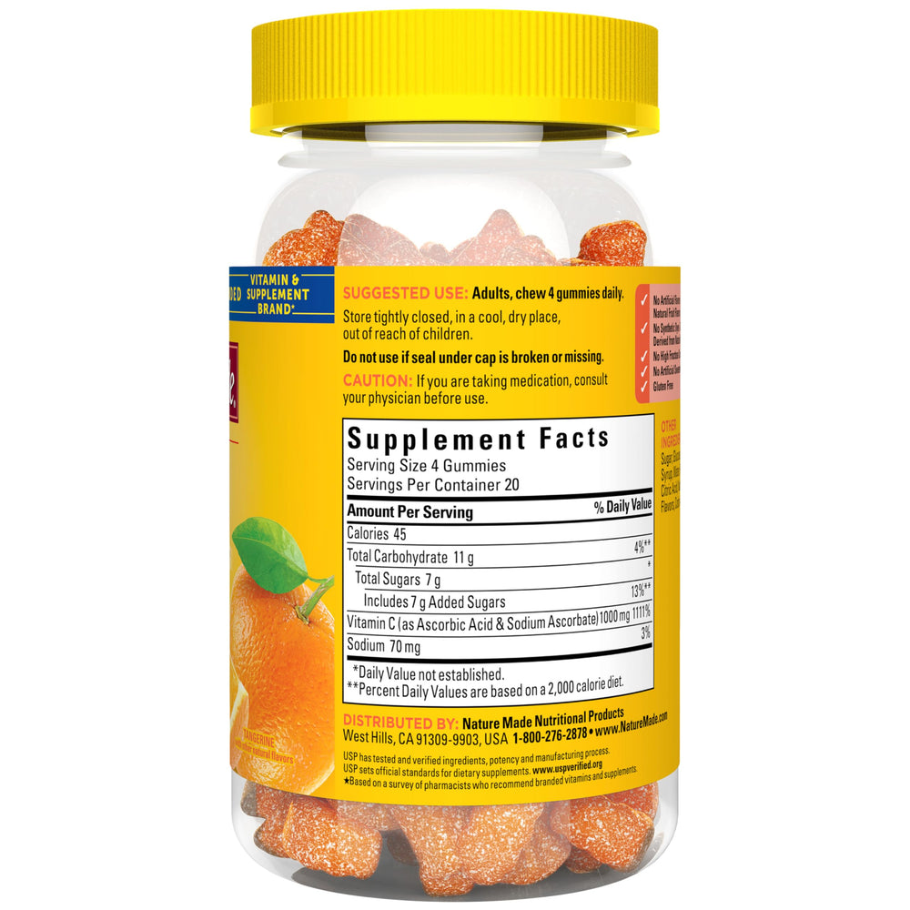 Nature Made Vitamin C gummies on countertop ready for daily use.