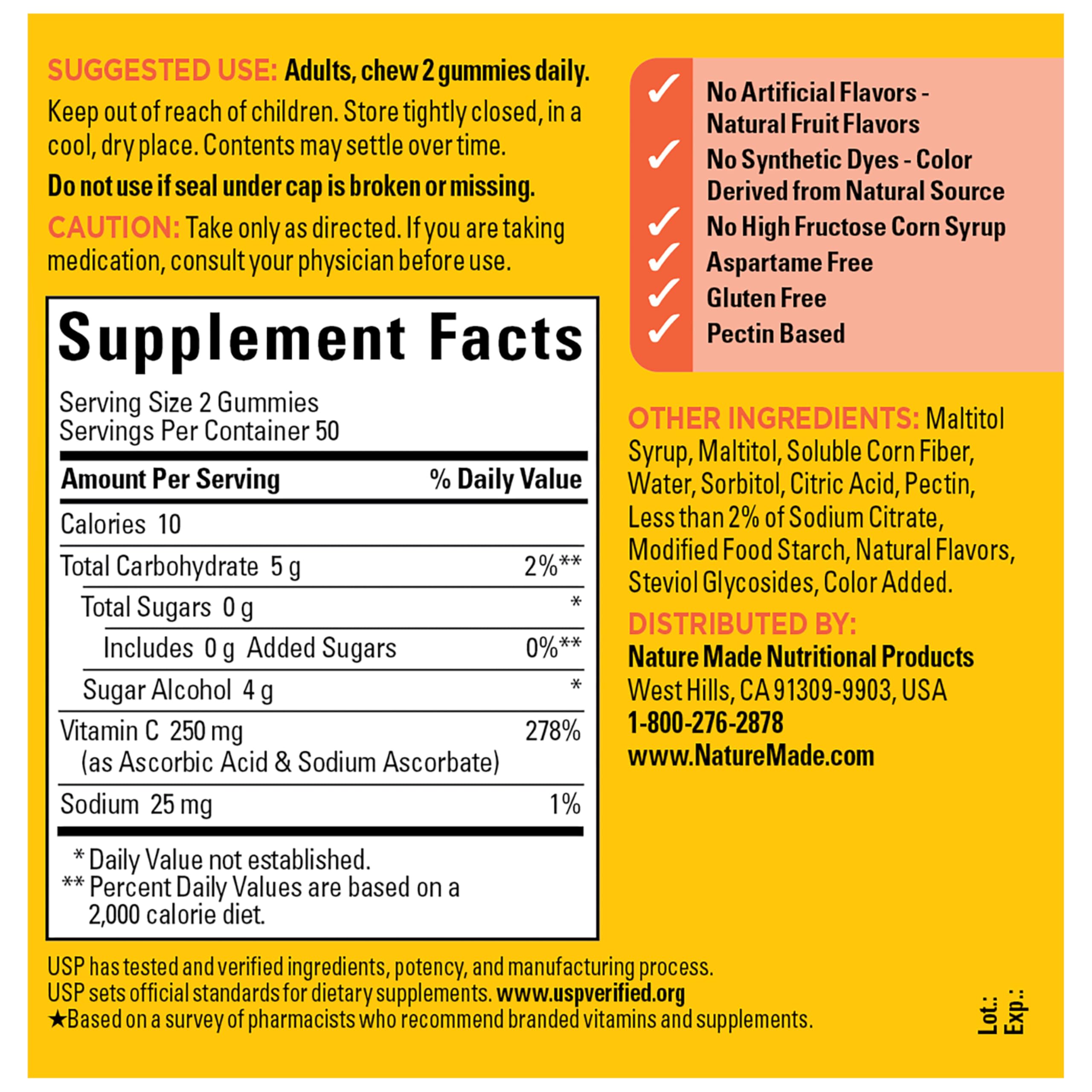 Made in USA label on Nature Made Vitamin C Gummies