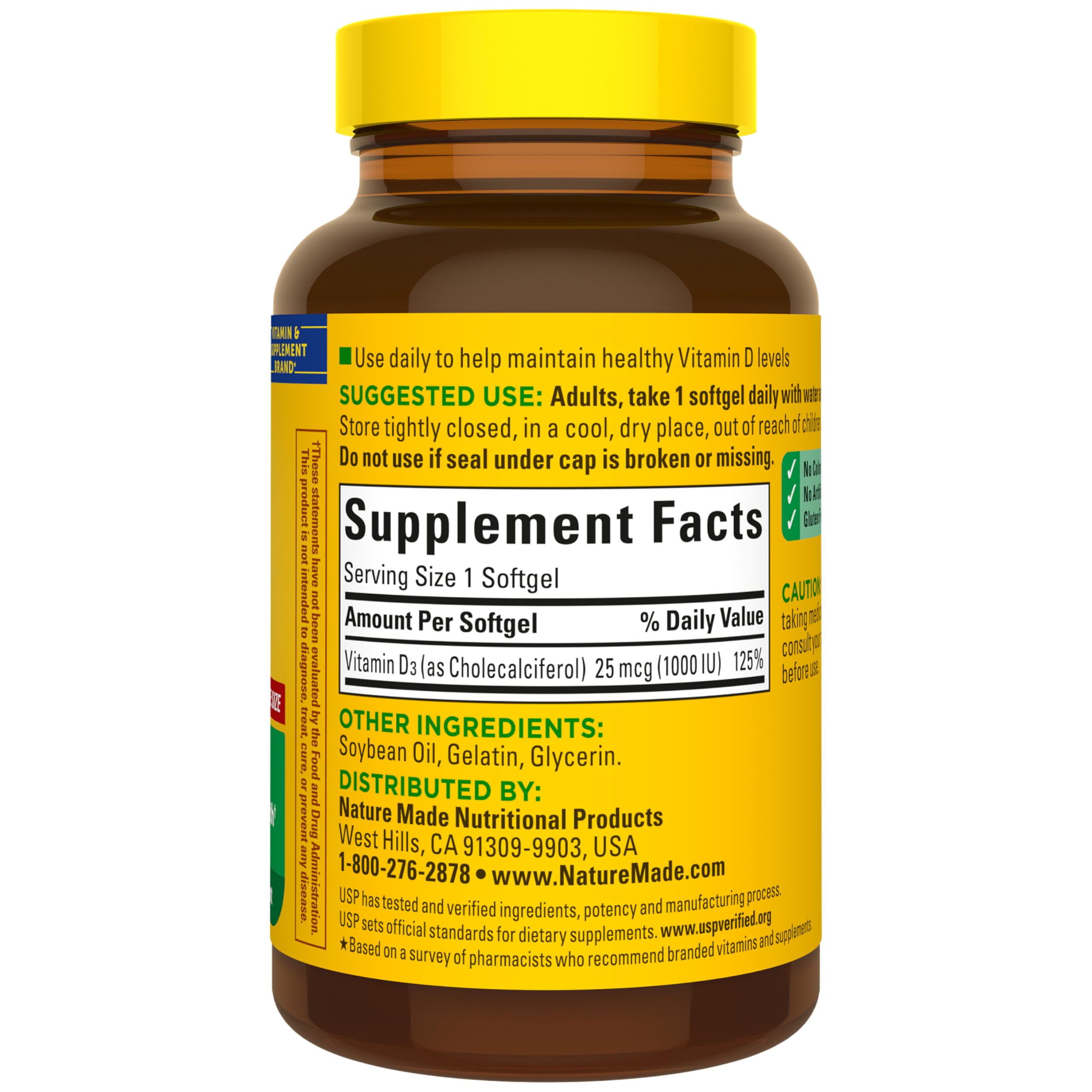 Nature Made Vitamin D3 daily use supports muscles and immune health