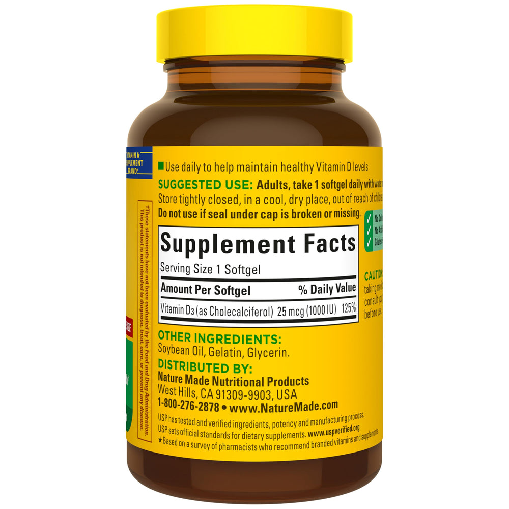 Nature Made Vitamin D3 daily use supports muscles and immune health