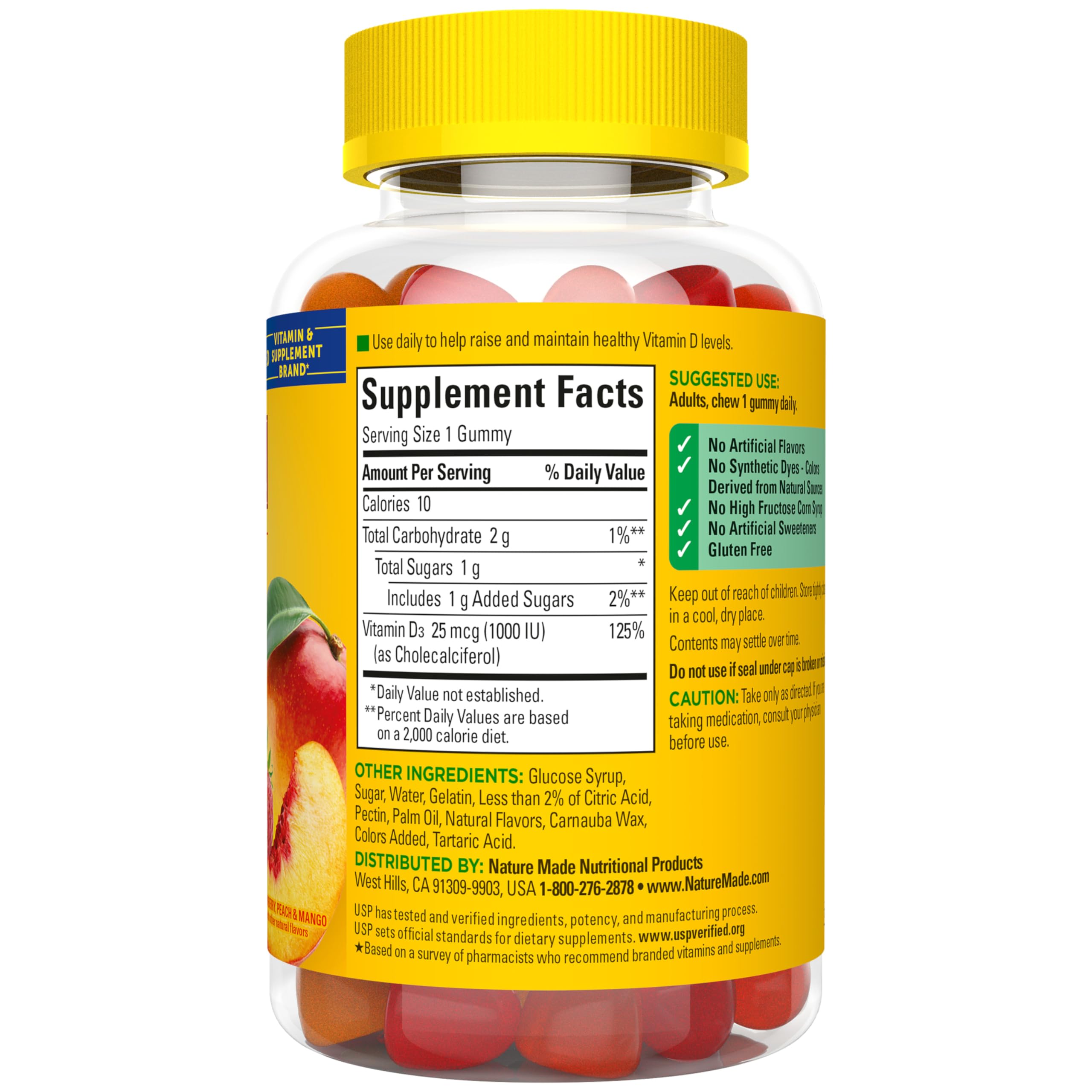 90-day supply of Nature Made Vitamin D3 gummies in a bottle.