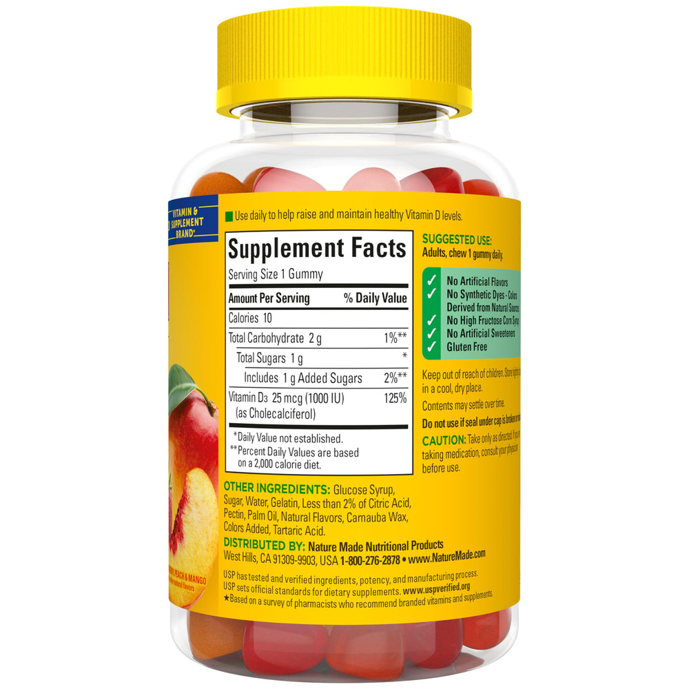 90-day supply of Nature Made Vitamin D3 gummies in a bottle.