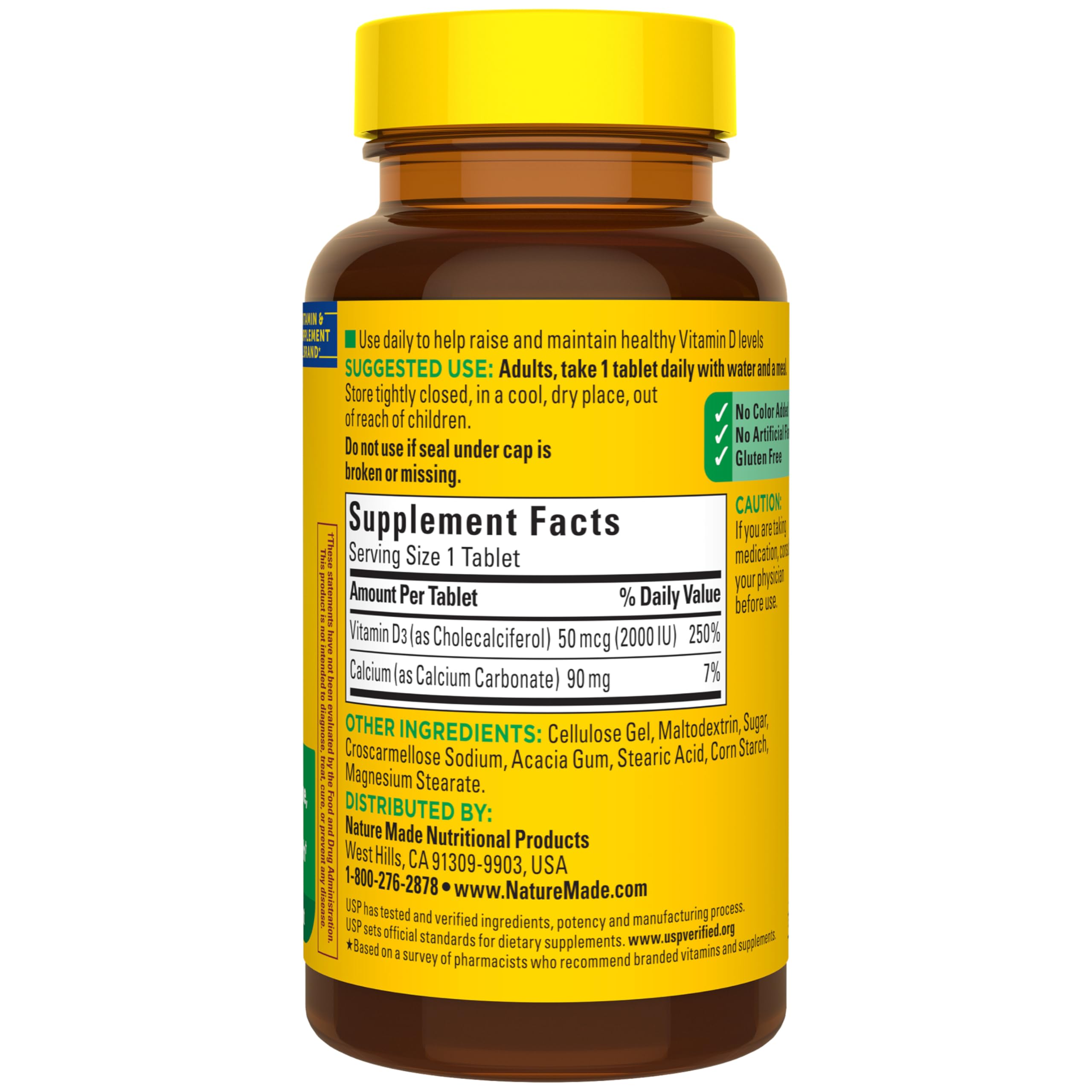 Nature Made Vitamin D3 2000 IU 100-day supply packaging.