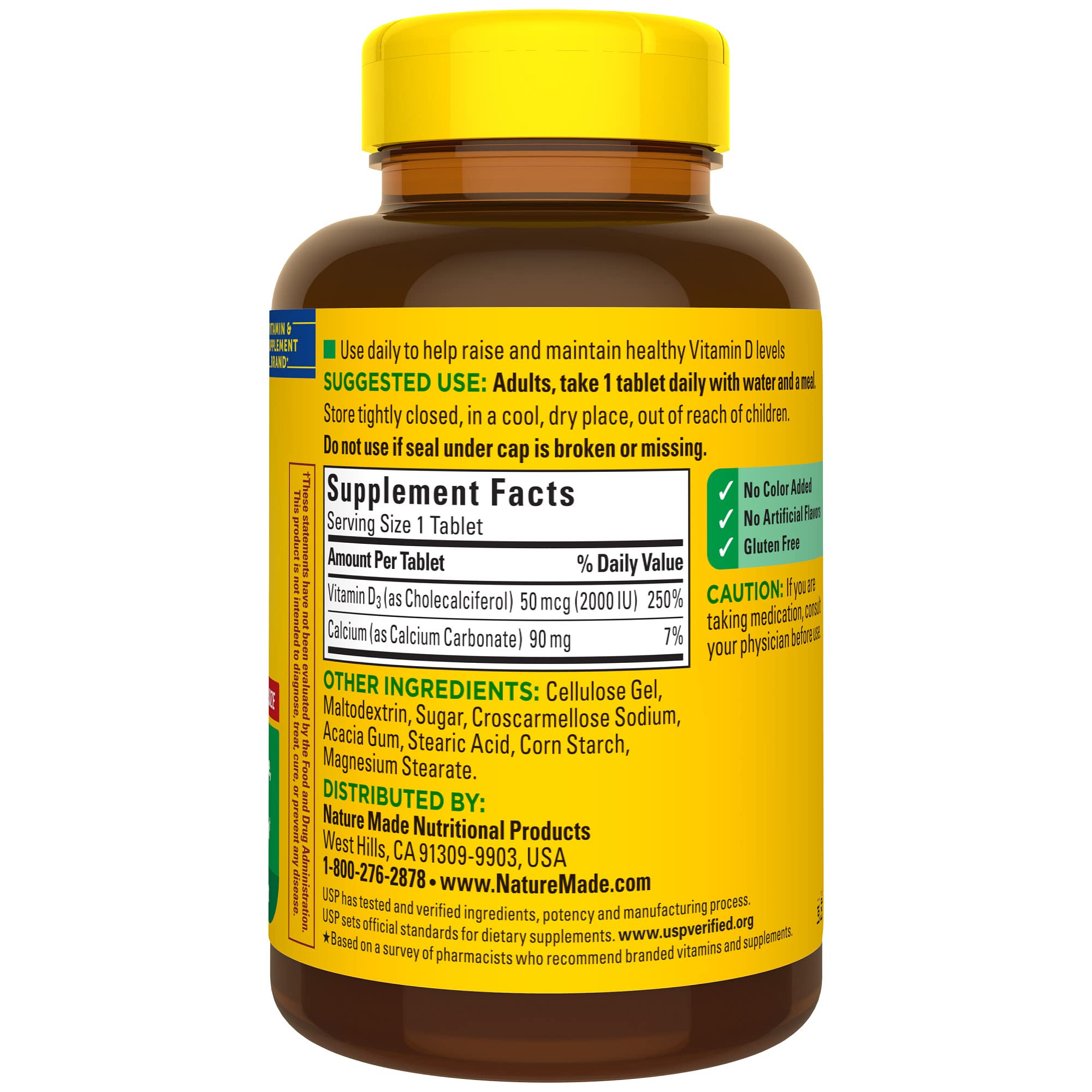 Nature Made Vitamin D3 2000 IU daily-dose imagery emphasizes easy routine