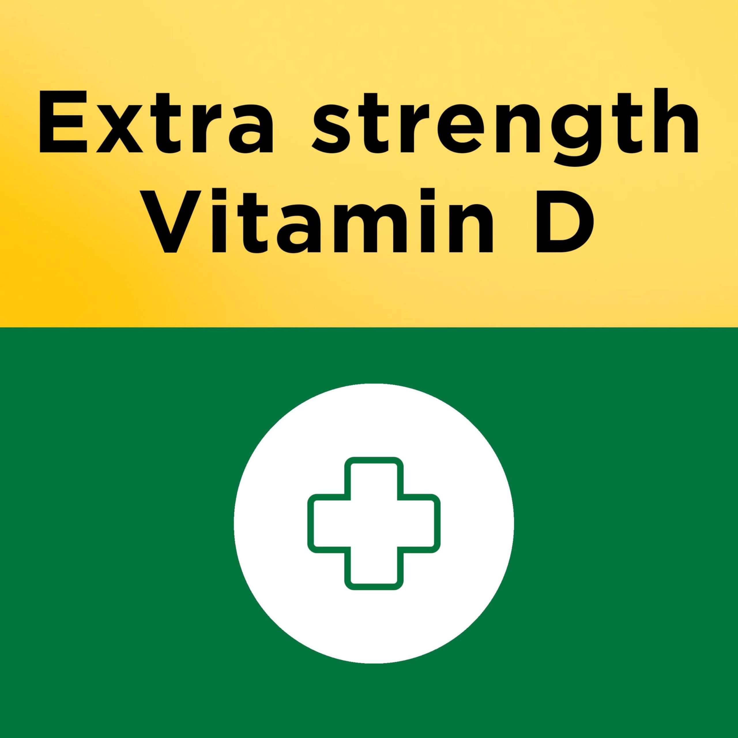 Close-up of Nature Made Vitamin D3 softgel capsule showing high potency.
