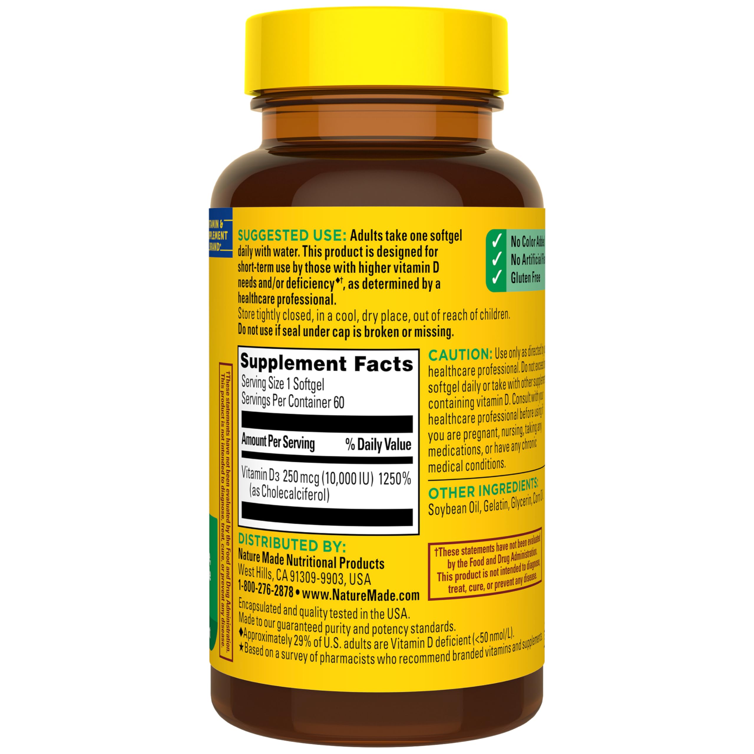 Nature Made Vitamin D3 60-day supply bottle ready for routine
