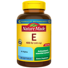 Nature Made Vitamin E 400 IU softgels bottle showing antioxidant support for daily wellness