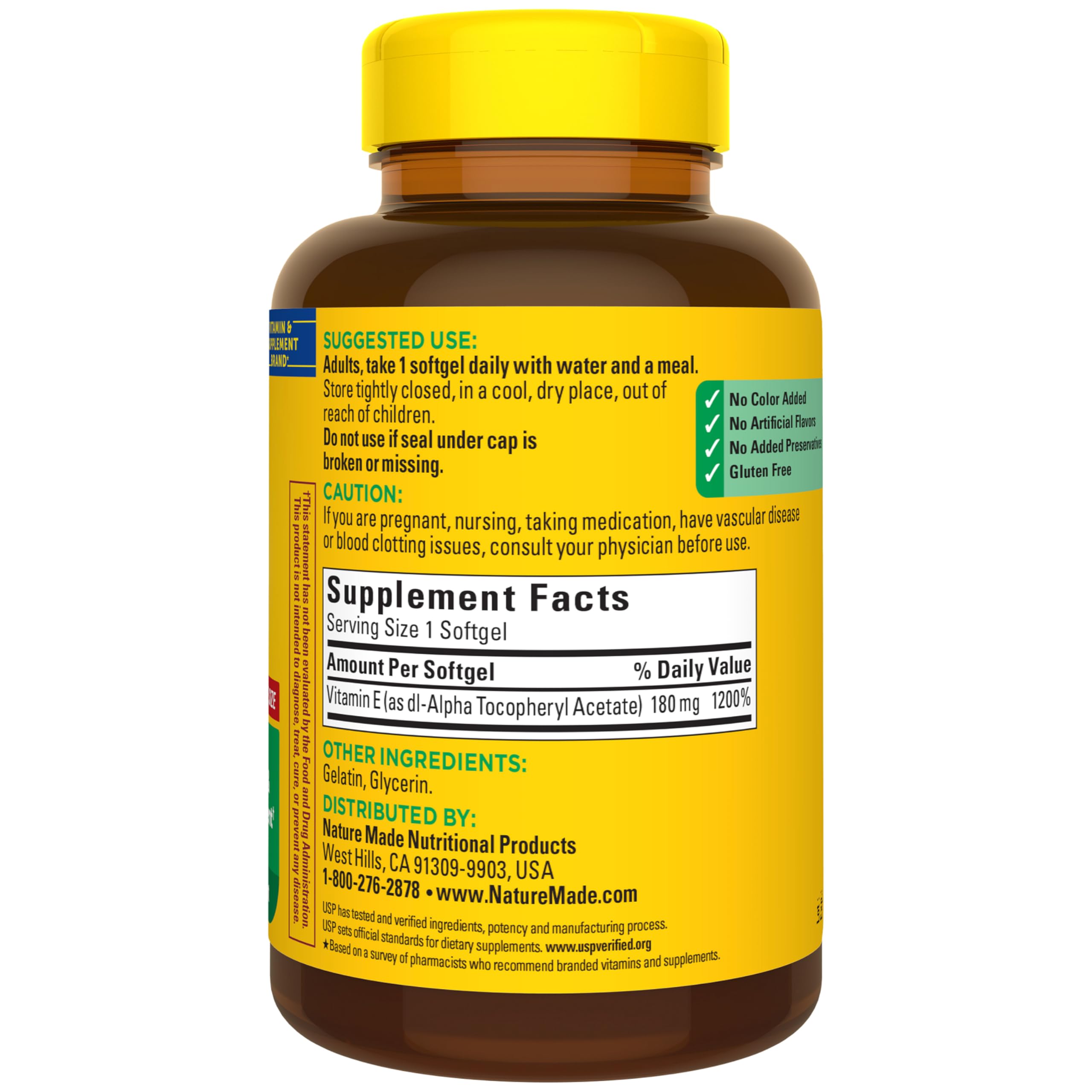 Nature Made Vitamin E 400 IU softgels skin health-themed imagery suggesting skin support