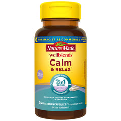 Nature Made Wellblends Calm & Relax bottle supports daily stress management.