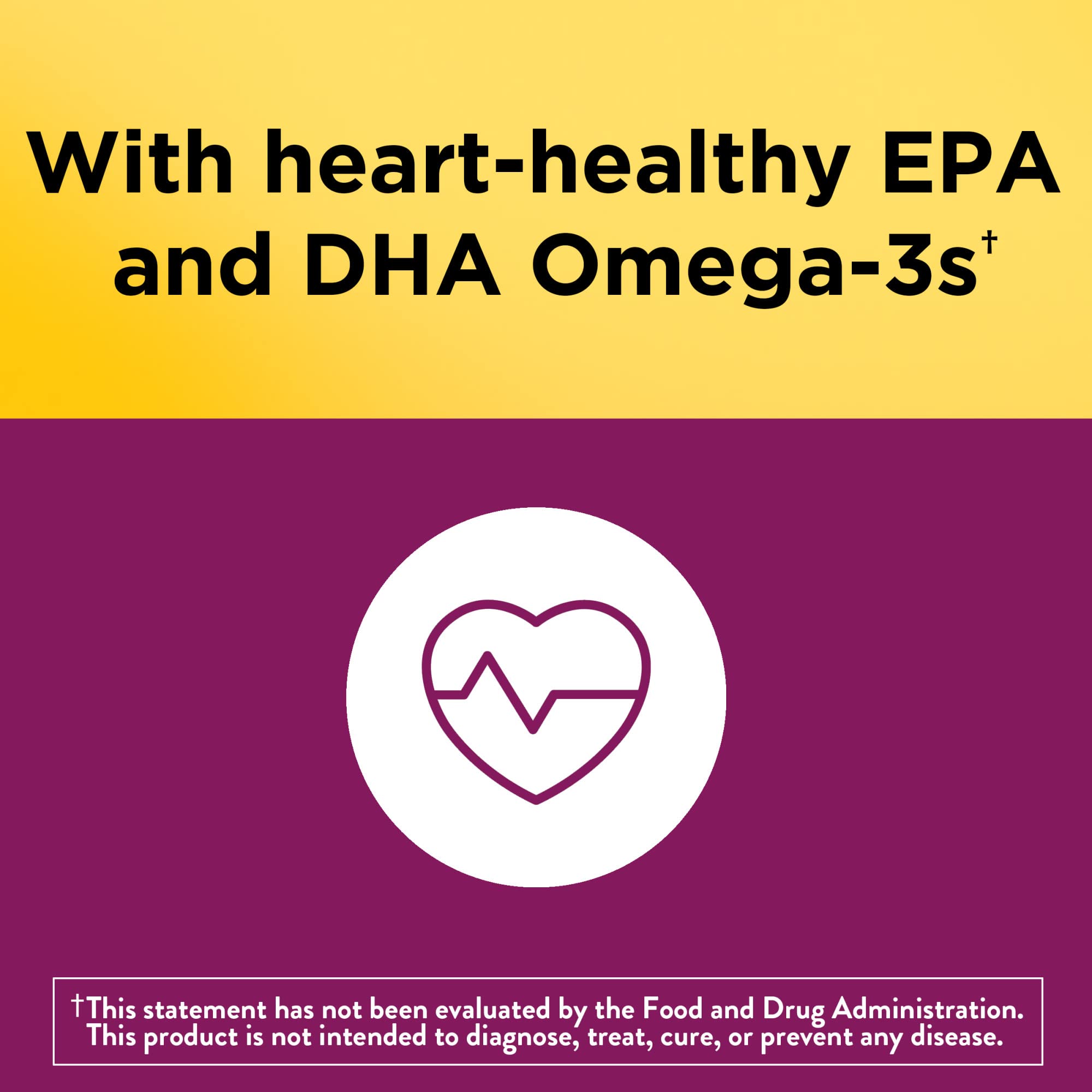 Omega-3 and vitamin panel detail on Nature Made bottle