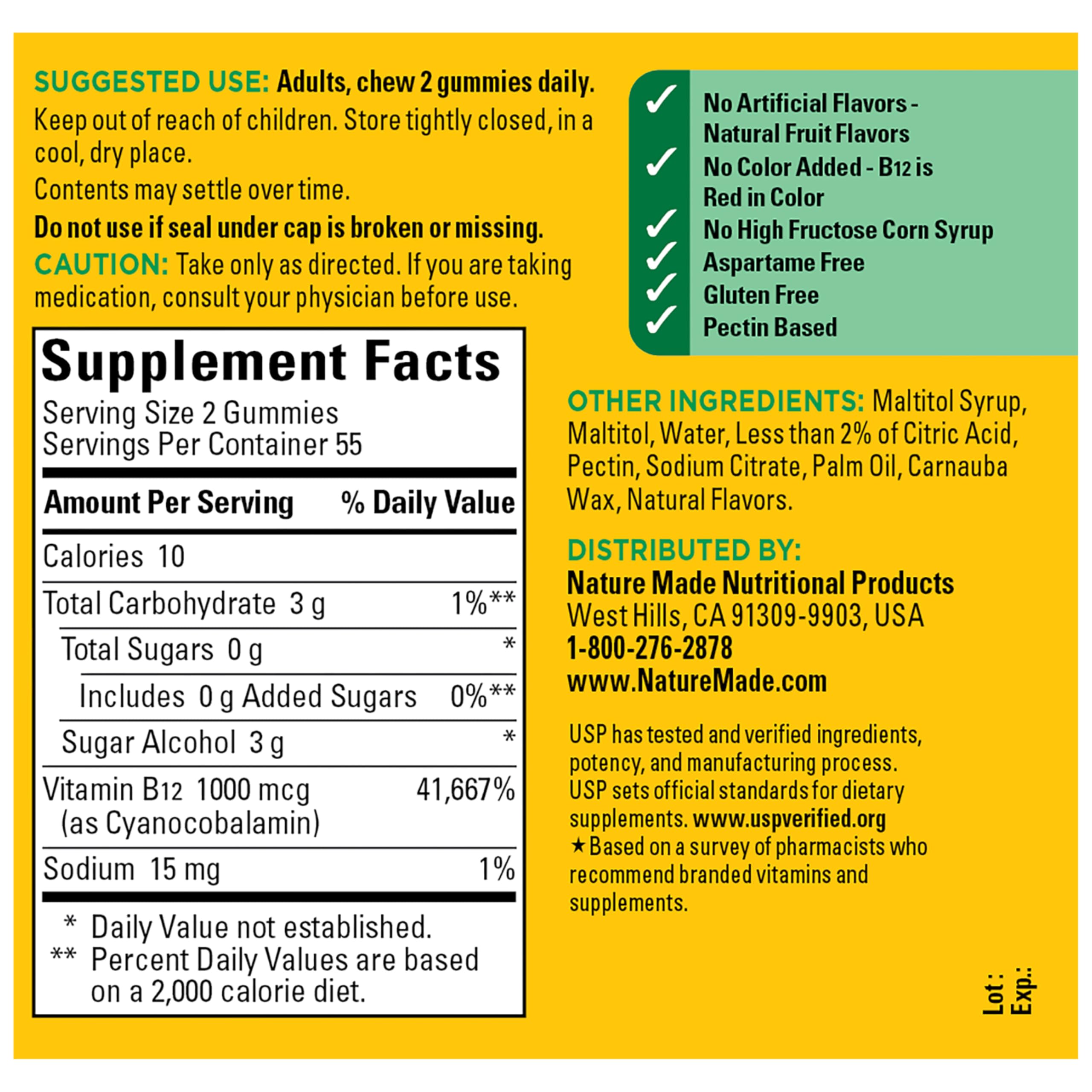 Nature Made Zero Sugar Energy B12 Gummies bottle close-up with label readability