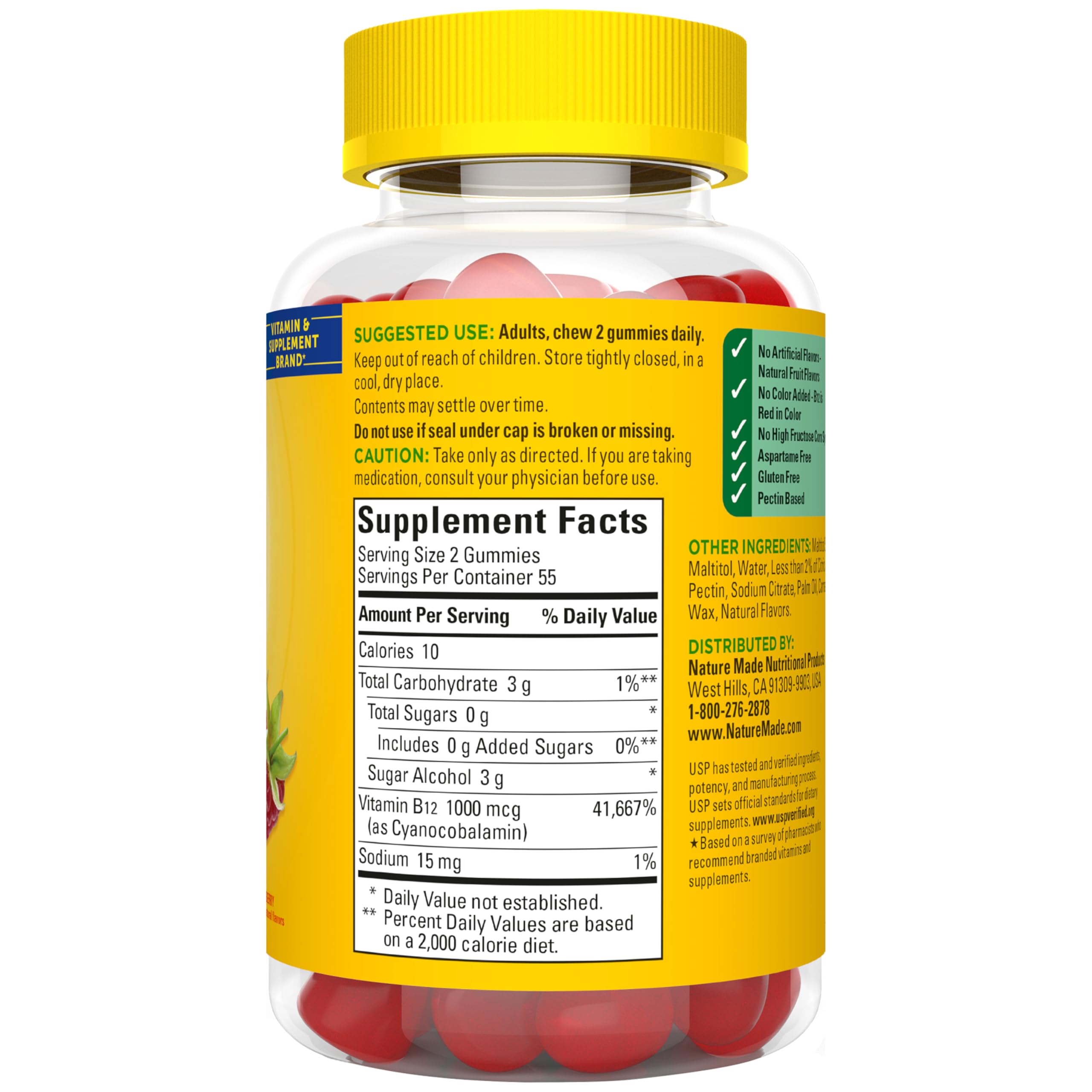Nature Made Zero Sugar Energy B12 Gummies packaging highlighting sugar-free promise