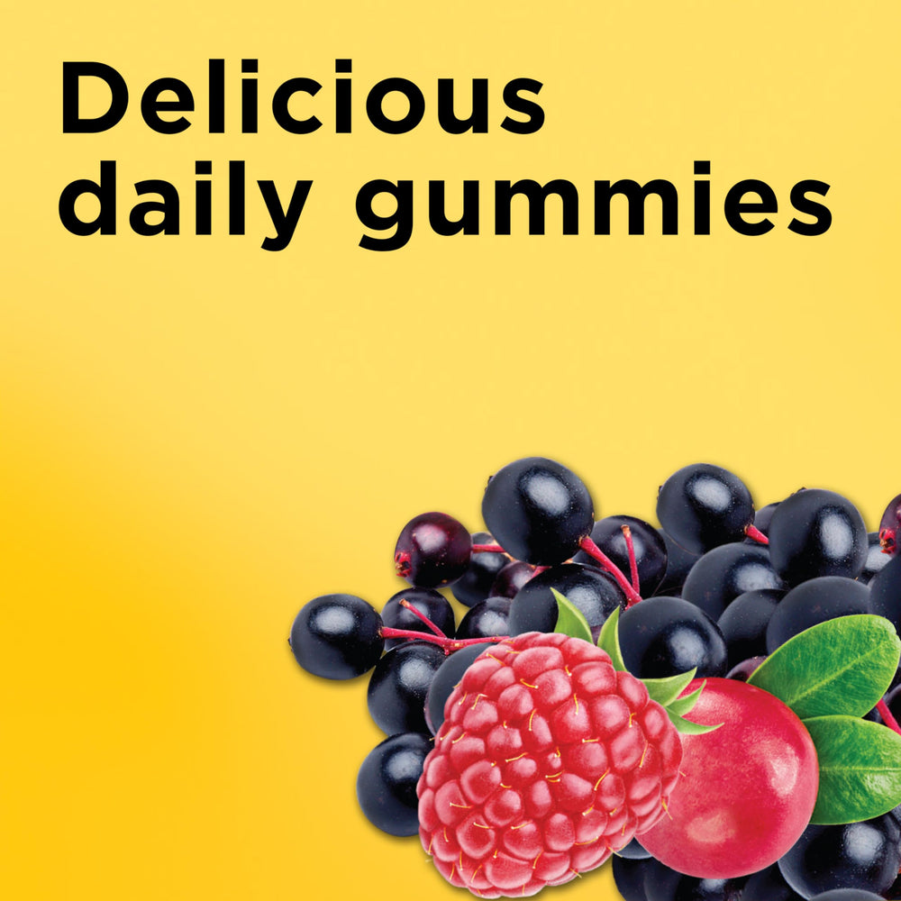 Gluten-free zinc gummy packaging shows no artificial flavors.