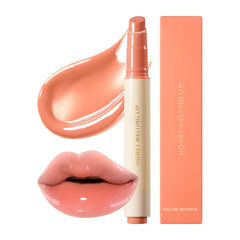 Nature Republic Honey Melting Lip Apricot packaging close-up, silky texture highlighted
