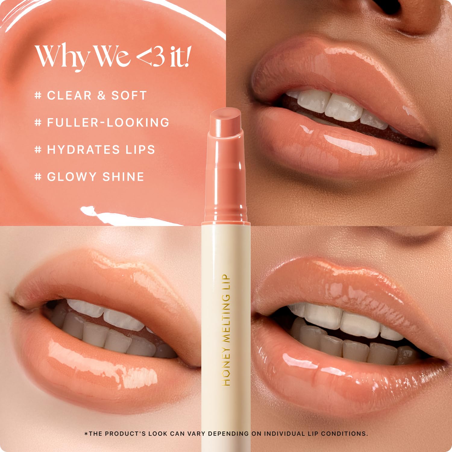 Nature Republic Honey Melting Lip Apricot texture close-up with honey-like shine
