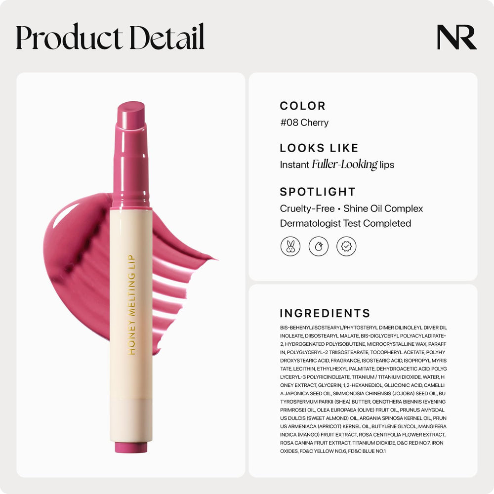 Nature Republic Honey Melting Lip Stick Shine Oil Complex emphasizes hydration.