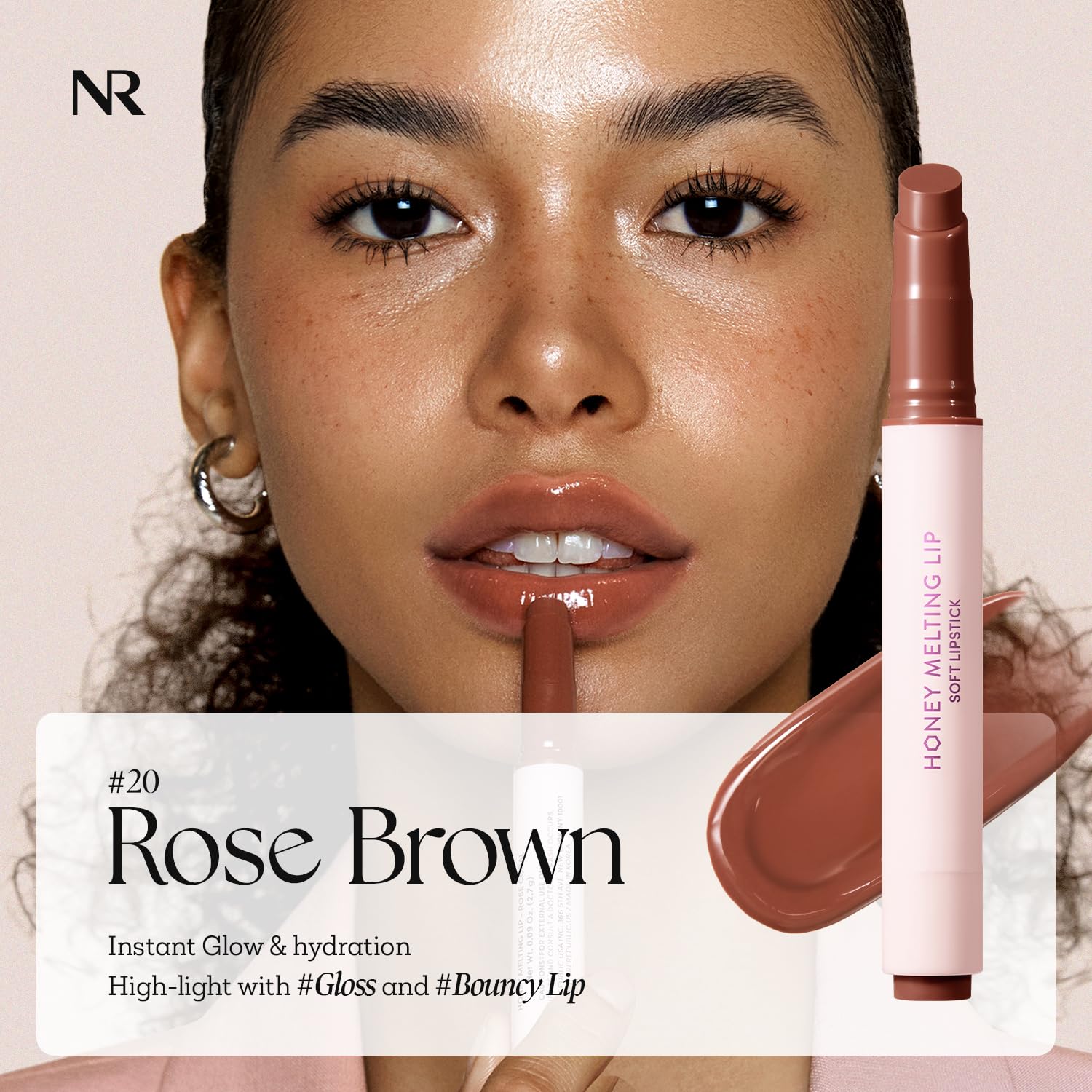 Nature Republic Honey Melting Lip Rose Brown 20 delivers glossy glow and hydration.