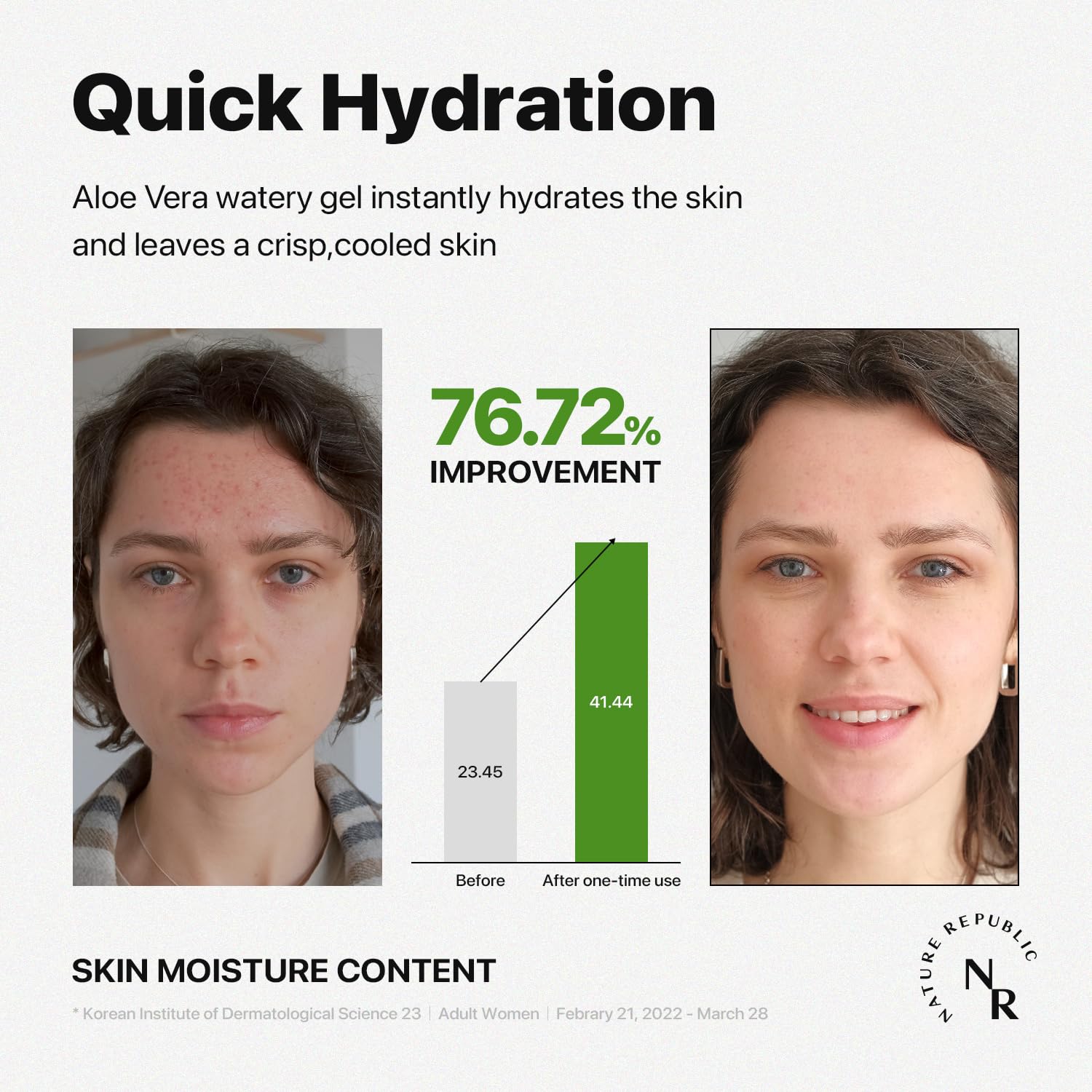 Nature Republic Aloe Vera Watery Gel applied to hair for light moisture