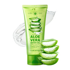 Nature Republic Aloe Vera gel tube front showing quick hydration and lightweight feel