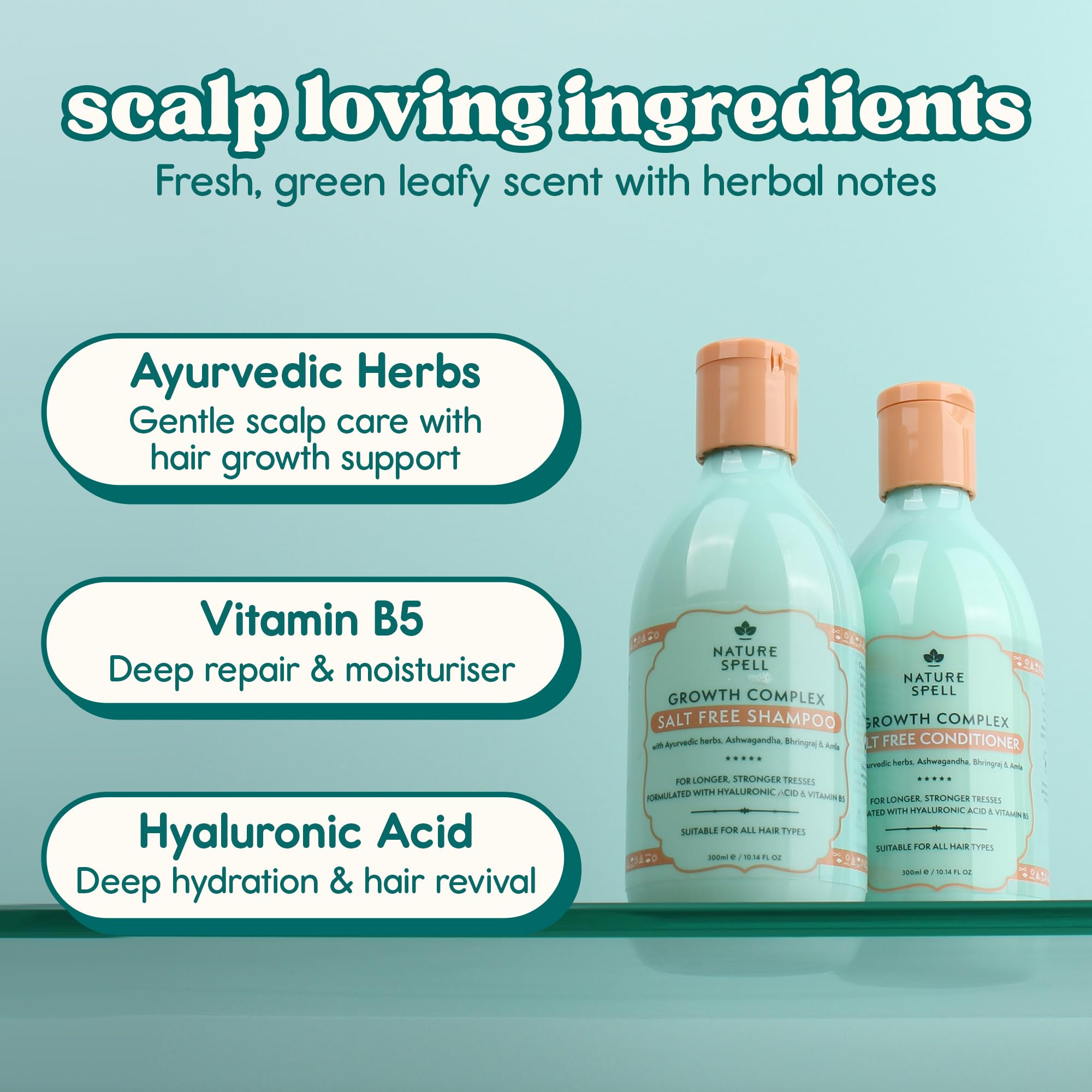 Nature Spell Hair Growth Complex Conditioner bottle for hydration and manageability.