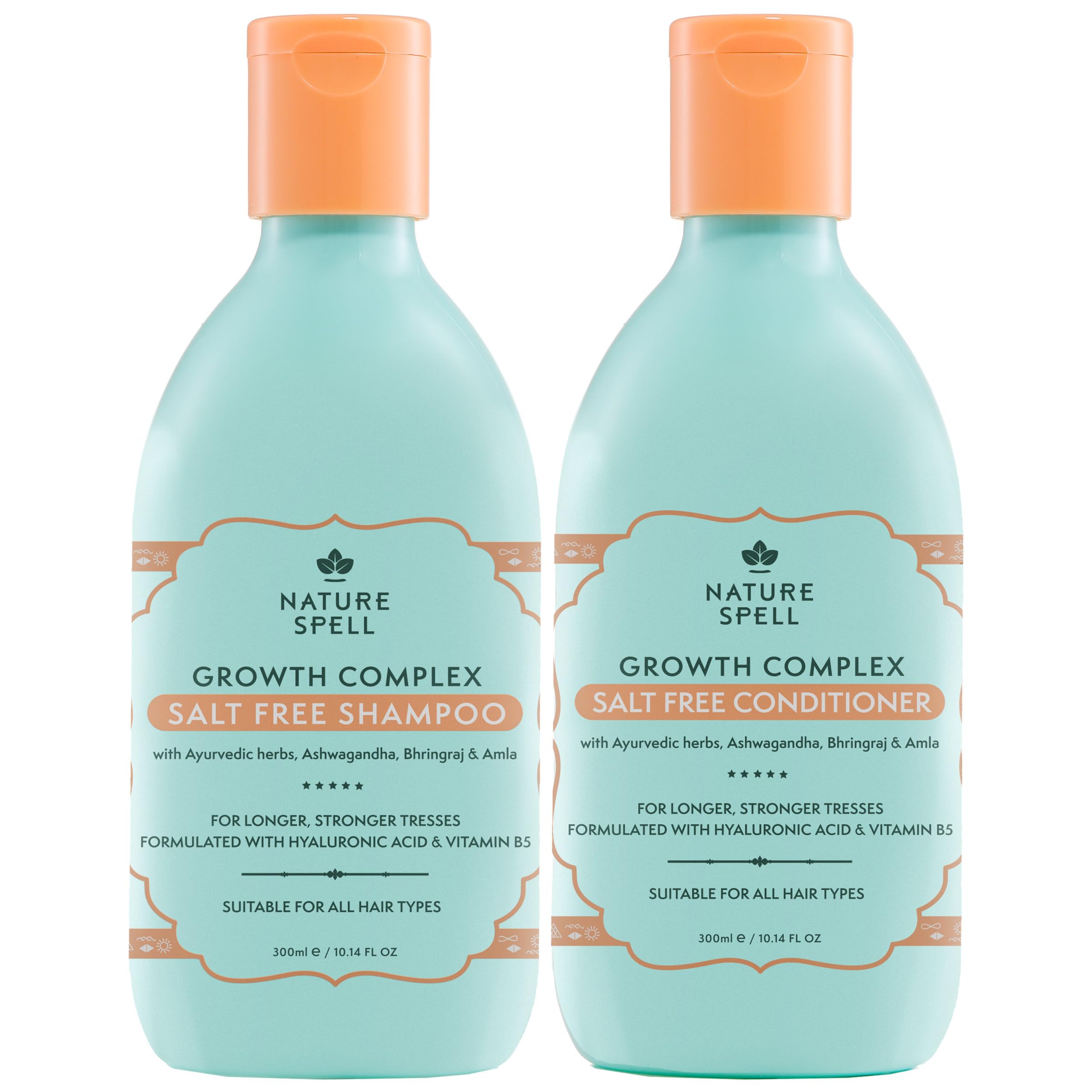Nature Spell Hair Growth Complex Shampoo bottle pour for a refreshing scalp cleanse.