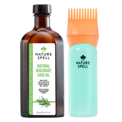 Nature Spell Rosemary Oil bottle with root comb for precise scalp care