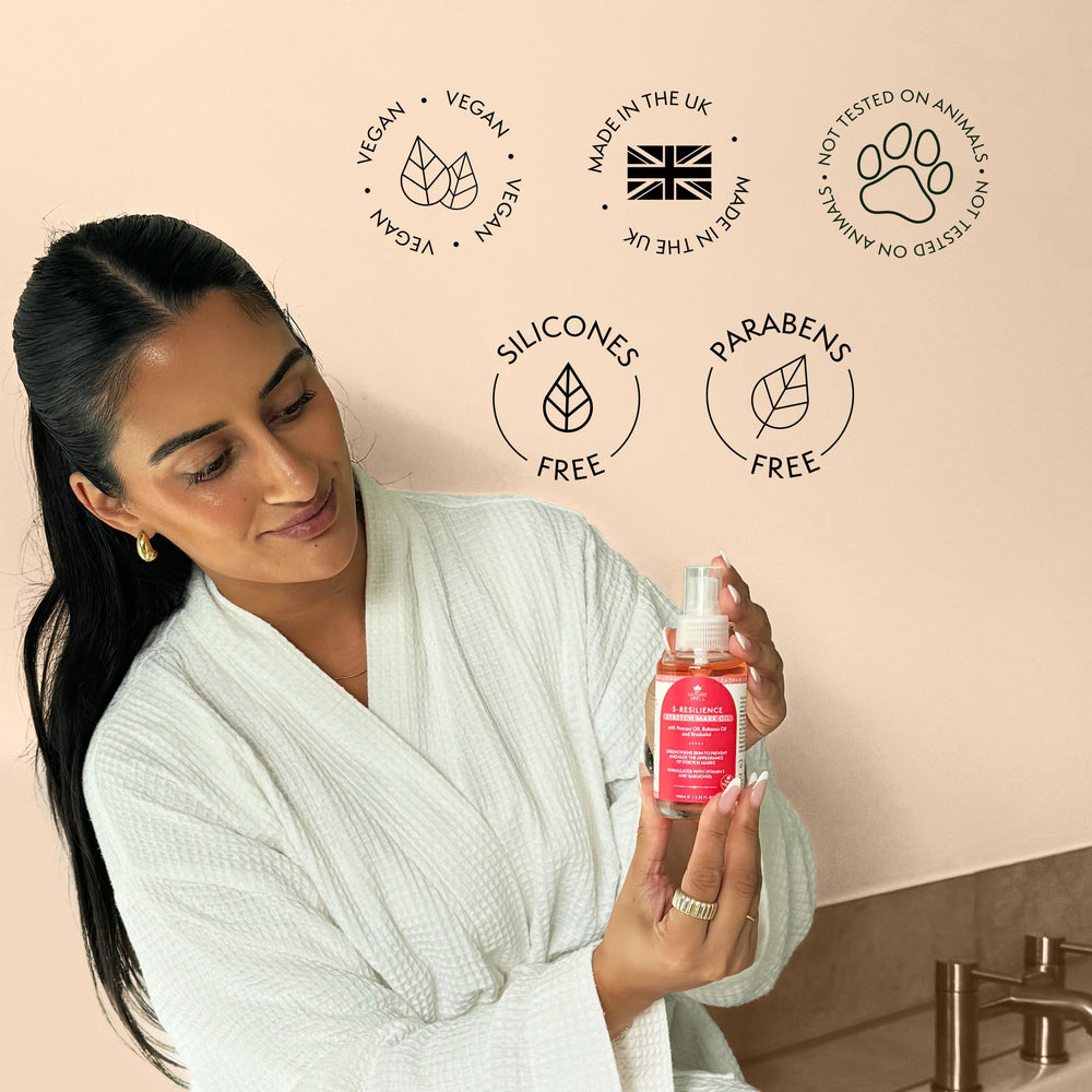 Nature Spell Stretch Mark Oil on body area shows quick absorption for targeted care.