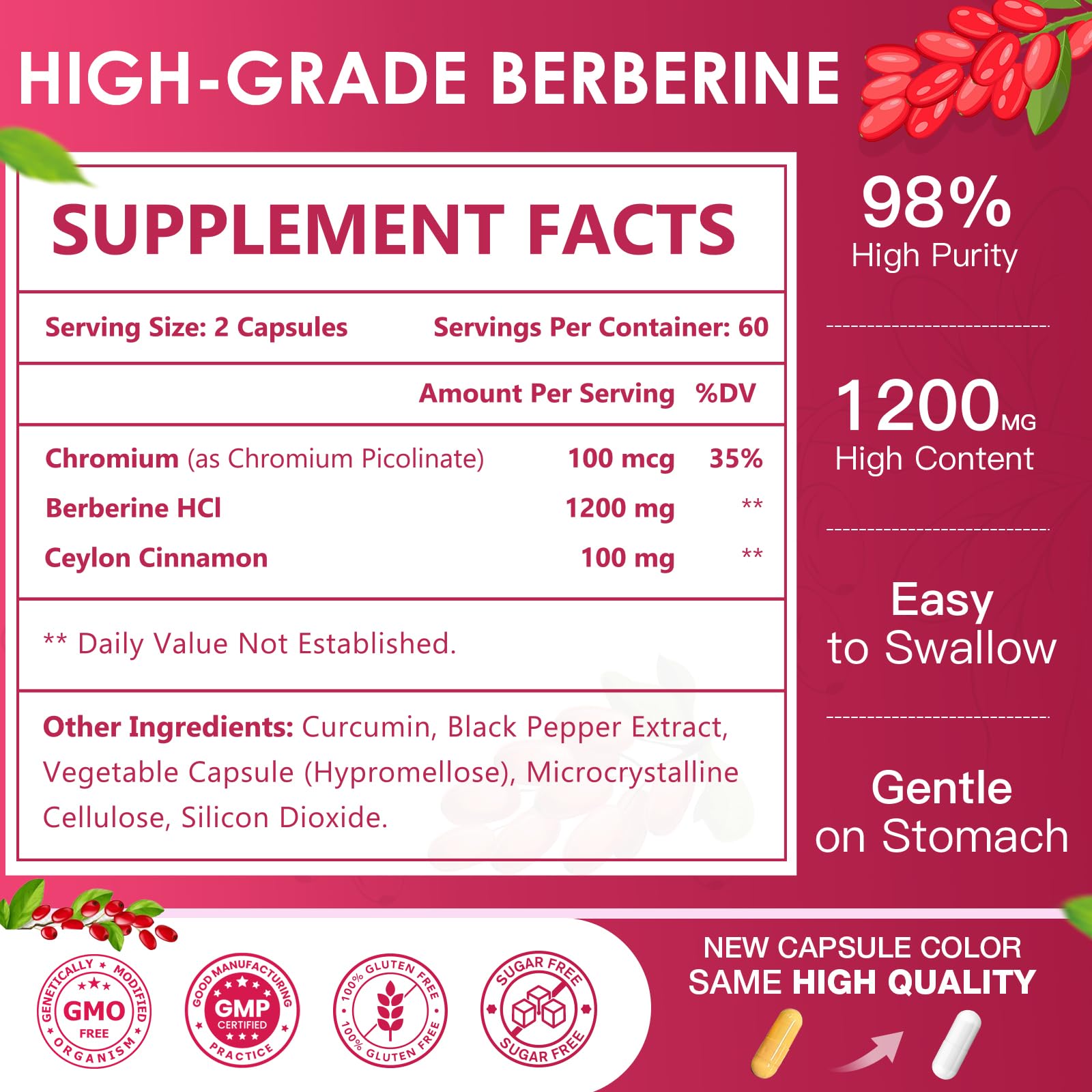 NATURE TARGET Berberine HCl capsules close-up showing capsule texture and daily wellness use